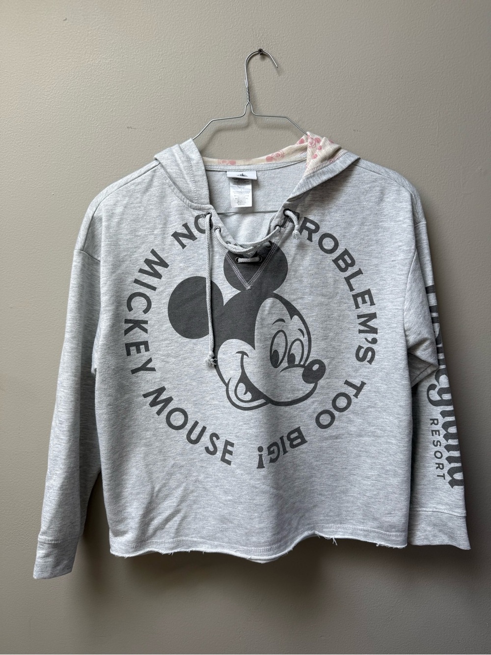 Disney Light Gray Mickey Mouse Hooded Pullover Sweatshirt